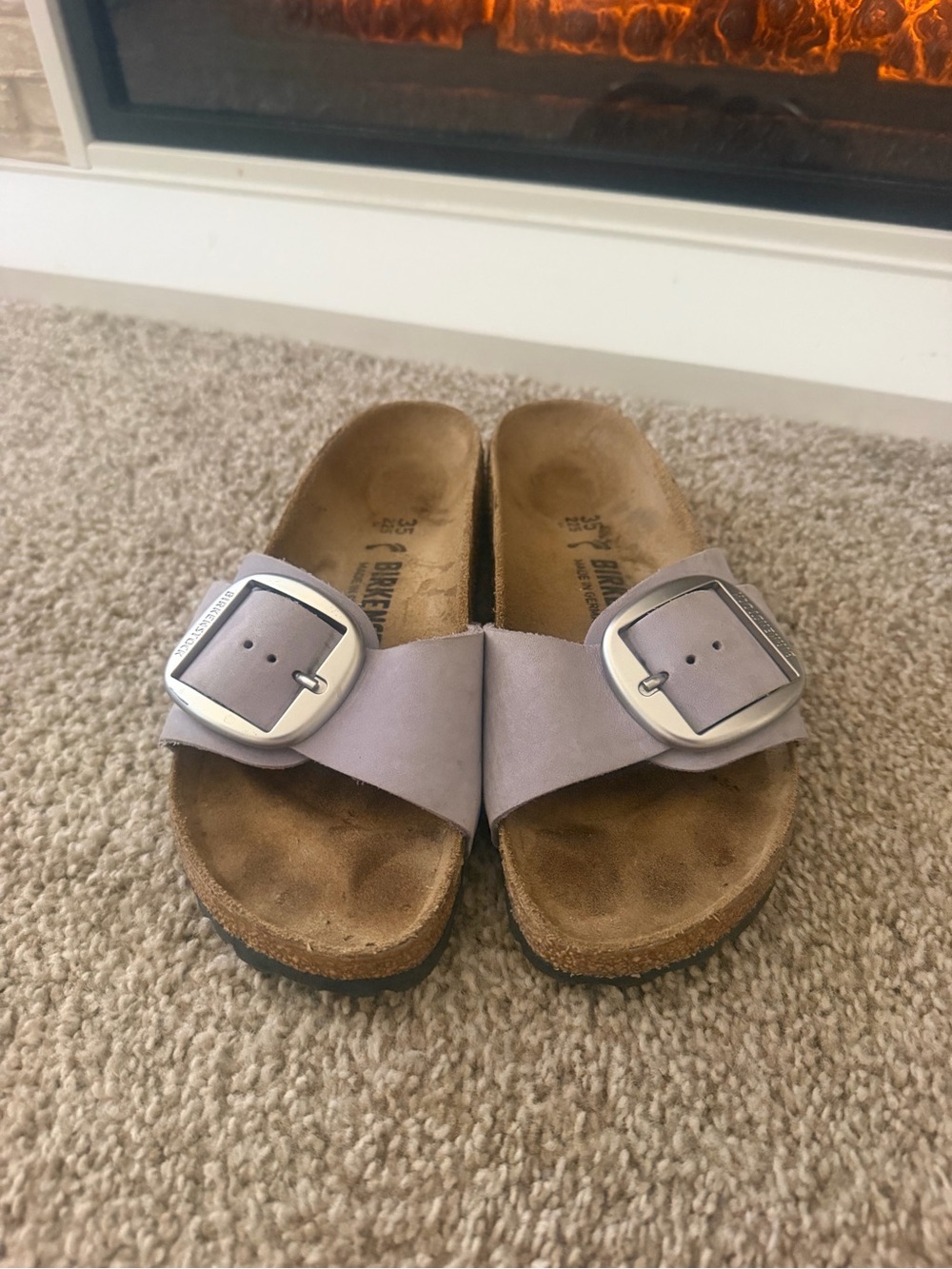 Birkenstock madrids in light purple silver buckle